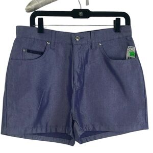 NEW DEADSTOCK Y2K VTG No Excuses Shiny Metallic Purple High rise Shorts 13/14